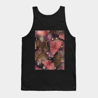 Watercolor Golden Ginko Leaves pattern Tank Top